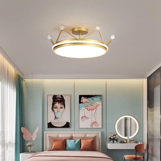 Golden Crown Chandelier Simple Modern Room Lamp