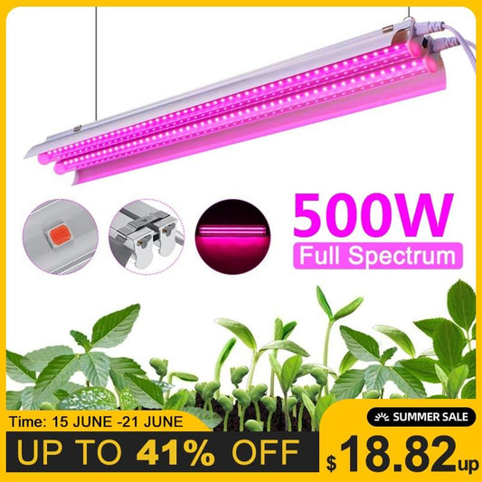 LED Grow Lights 500W Full Spectrum Growing LED Lamp Lighting 50cm Double tube plant chandelier for Hydroponic Indoor Plants