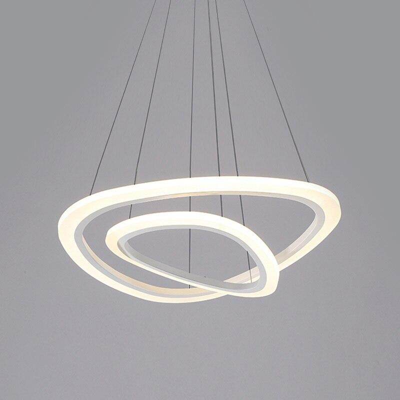 Modern LED Circles Pendant Lights Living Dining Room Fixtures With Remote Dimmable Rings Home Decor Bedroom White Hanging Lamp
