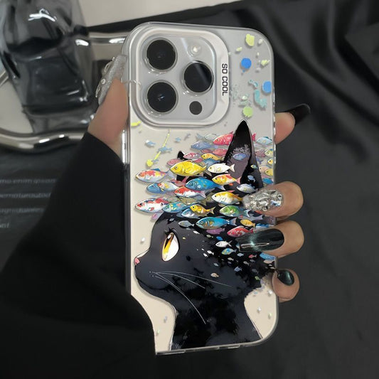 Luxury Cat Animal Phone Case For iPhone 16 Pro Max 13 11 15 14 12 16promax 15promax Hard Matte IMD Funda Cover