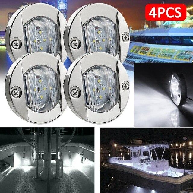 DC Marine Boat Transom LED Stern Light Round Stainless Steel Warm White/White/Blue LED Tail Lamp Yacht Accessory Waterproof