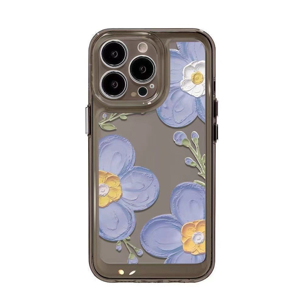 Oil Painting of Blue Flowers Phone Case for Iphone 17 Pro Max 16e 11 12 13 14 15 16 Pro Max 16 Plus 17 Air Soft TPU Cover