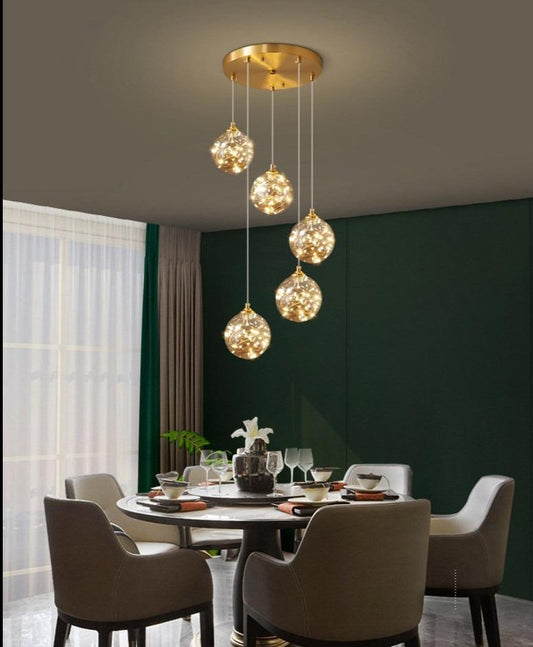 Nordic Light Luxury Crystal Living Room Chandelier All Copper