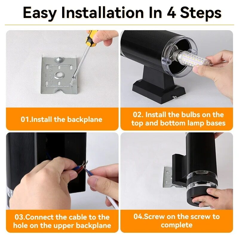 Replaceable Bulb Wall Light Outdoor LED Wall Lamp Up Down Porch Light Waterproof Exterior Sconce Light for Balcony Garden Stair