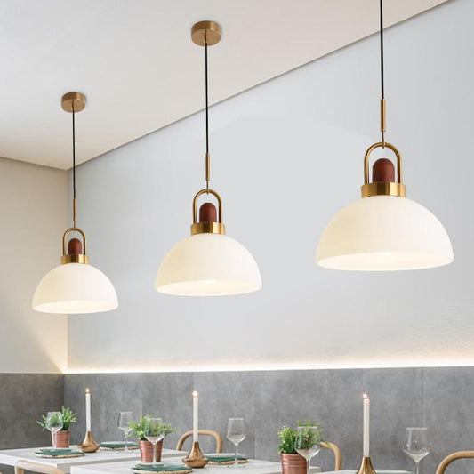 Solid Wood Chandelier Nordic Retro Minimalist Restaurant Shop Bar Bedroom Bedside Balcony Ball Glass Cover