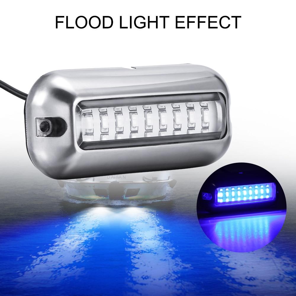 Universal 3.5inch 12V DC White/Blue/Green 27 LED Marine Stainless Steel Under Water Pontoon Waterproof Boat Transom Light IP68