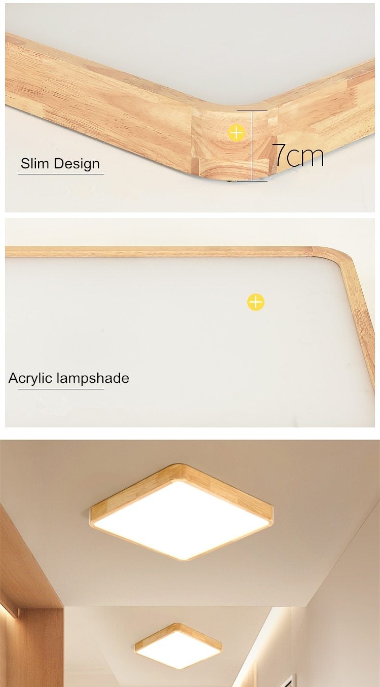 Nordic Simple Modern OAK Wood Ceiling Lamp Ultra Thin LED Ceiling Lights