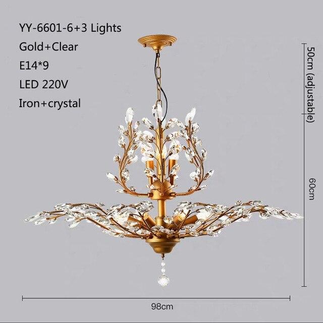 American Luxurious Crystal Chandelier E14 LED 220V For Restaurant Lighting Chandelier Modern Home Decor Lighting Fixtures Room