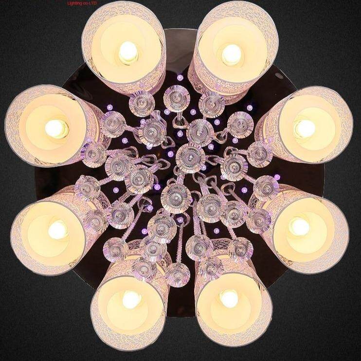 New Round LED Crystal Pendant Light For Living Room Indoor Lamp With Remote Controlled Luminaria Home Decoration