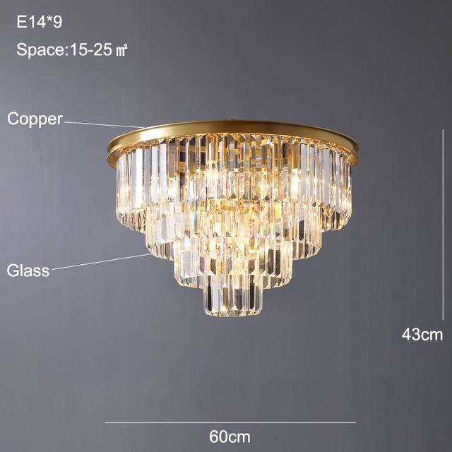 Copper Crystal Ceiling Lamp For Living Room Modern Led Ceiling Lights For Bedroom Home Ceiling Lamp Fixture Crystal Lustres