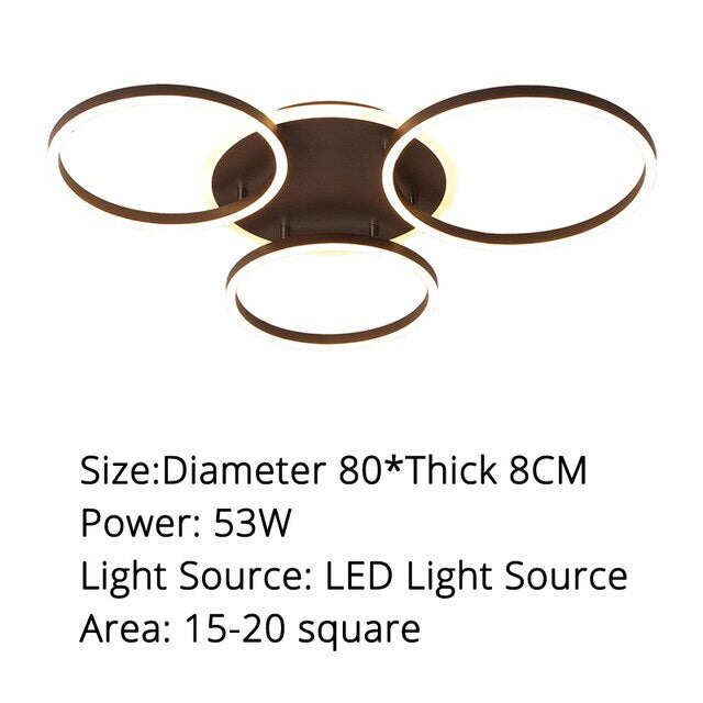 Surface Mounted Led Chandelier White&Coffee Body Modern Led Chandelier Lighting Living Room Bedroom Kitchen Dining Room L