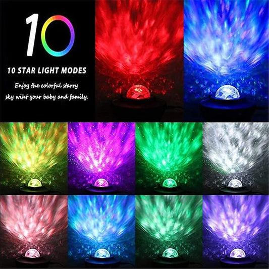 LED Starry Galaxy Projector Night Light Ocean Wave Projection with Bluetooth Music Speaker 8W LED 10 Colors 21 Lighting Modes Brightness Levels Adjustable with Remote Control-LITBest