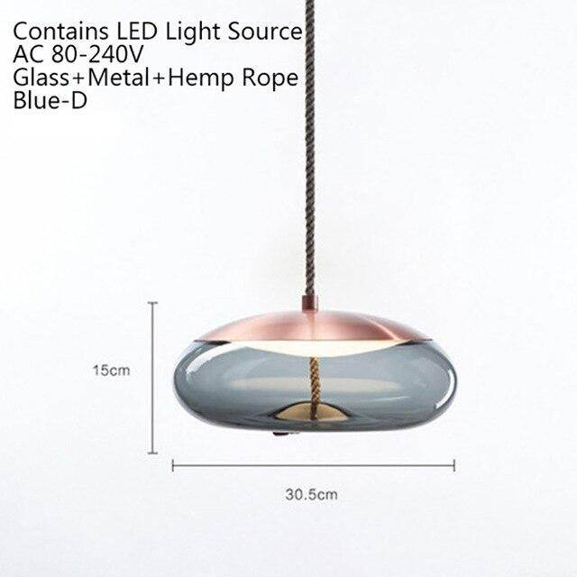 Modern Loft Industrial Lamp Blue Glass Pendant Light LED Art Deco Nordic White Hang Lamp For Living Room Kitchen Bedroom Parlor