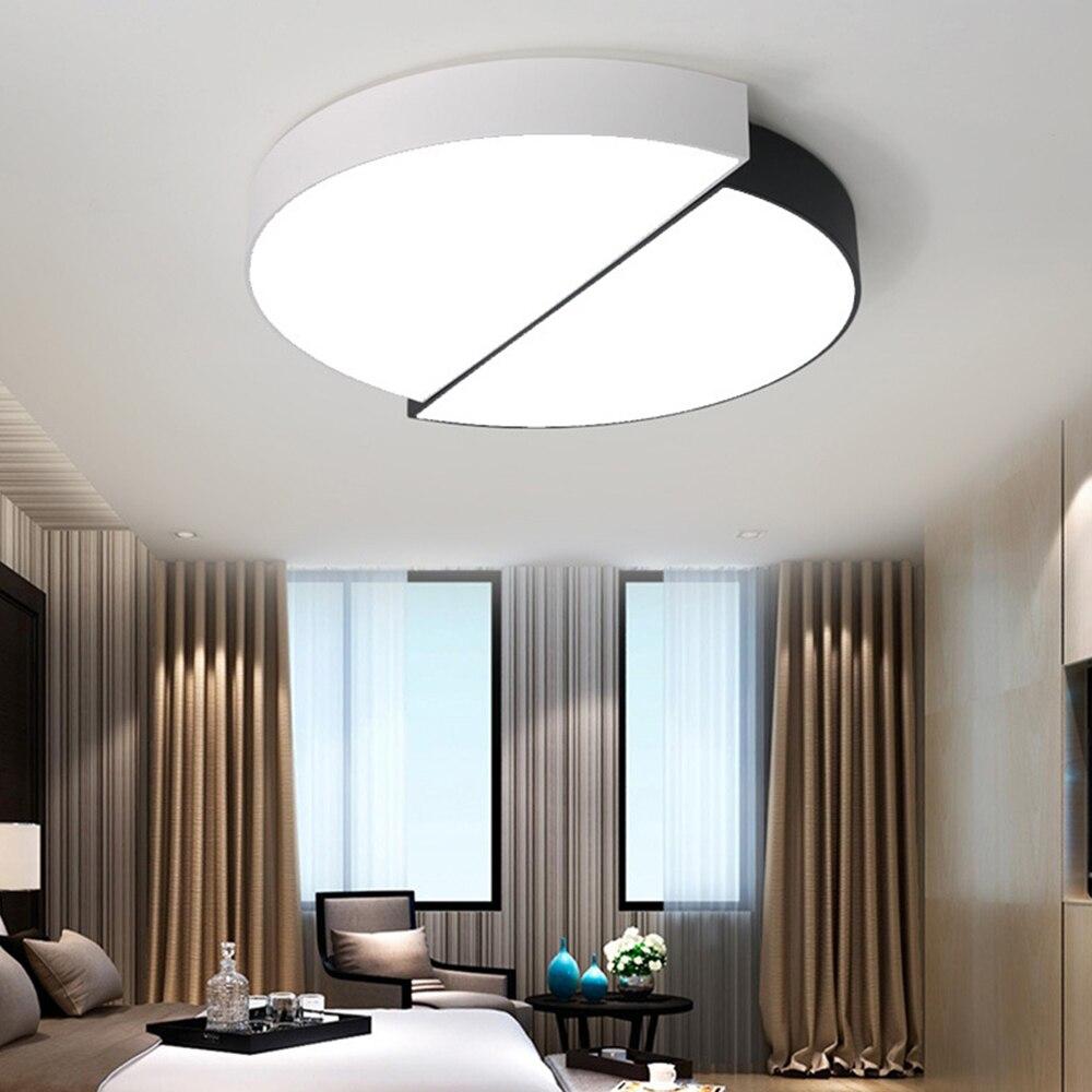 Led Round Ceiling Light Lamp Black White Combination Modern Minimalist Living Room Lamps Warm Romantic Bedroom 32cm 42cm 82cm