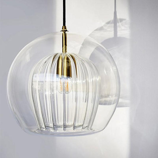 All Copper Dining Room Chandelier Small Table Lamp Household Creative Glass Duplex Staircase Nordic Dining Room Lamp