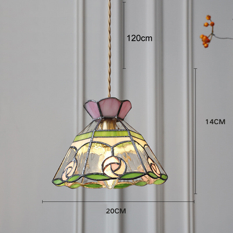 Color Tiffany Glass Pendant Light Industrial Loft Hanging Lamp Ceiling Chandelier Lighting Living Room Dining Kitchen Restaurant
