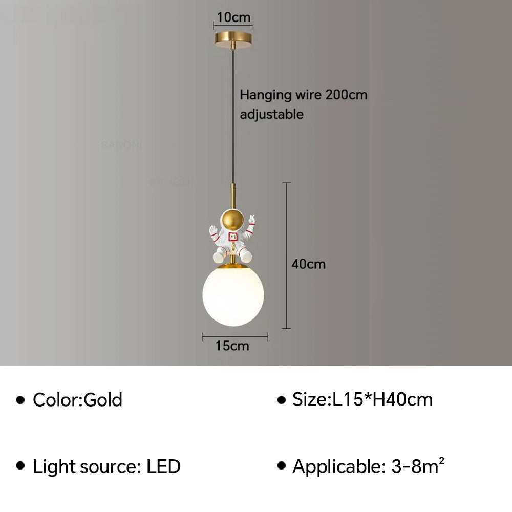 Modern LED Bedside Pendant Lamp Astronaut Chandelier for Child's Room Bedroom Moon Night Light Home Decor Light Fixture Lustre