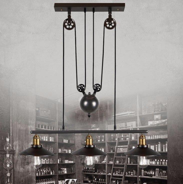 Loft Hanglamp Retro Wrought Iron Vintage Chandeliers Industrial Adjustable Pulley Loft Pendant Lamps Hanging Lamp Fixture
