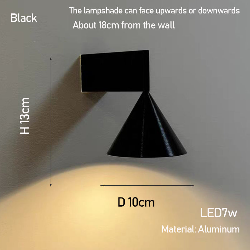 Aluminum Bedside Wall Lamp Corridor Staircase Background Wall Conical Geometric Warm Wall Lamp