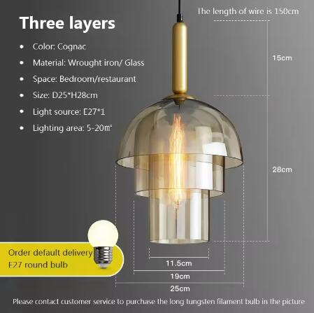 Vintage LED Pendant Chandeliers Lighting Glass Pendant Lamp Restaurant Living Room Aisle Bar Hanging Lighting