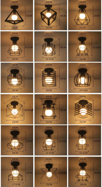 Modern Wrought Iron E27 Led Ceiling Lamps Black Ceiling Lights For Kitchen Living Room Bedroom Study Aisle Restaurant Cafe Hotel