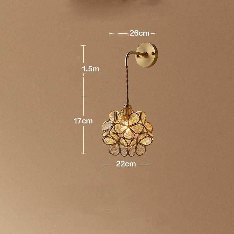 Creative Retro Pure Copper Petal Flower Bedside Bedroom Copper Wall Lamp House Coffee Shop Japanese Corridor Aisle Lamp