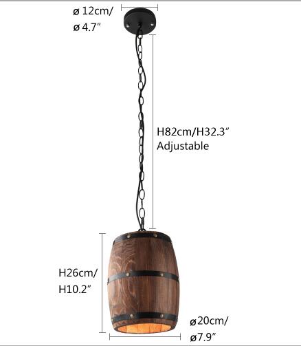 American Modern Nature Loft Wood Wine Barrel E27 Hanging Vintage Pendant Lights For Dining Room Living Room Restaurant Cafe Bar