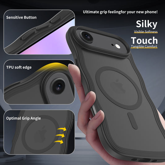 New Luxury Business Translucent Curly Wave Magnetic Case For iPhone 17 Pro Max 17 Air 17Pro Matte Anti-fall shockproof Cover