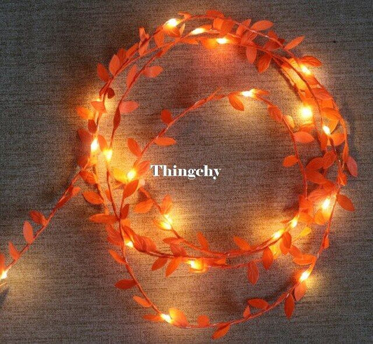 tiny leaves garland fairy light led copper wire Battery string lights for Wedding forest Table Christmas home party Decoration