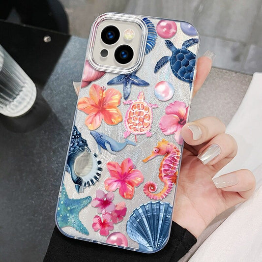 Sea Turtle Phone Case For iPhone 17 16 15 14 13 12 11 Pro Max 16E XS X XR 7 8 Plus Cute Marine organism Pattern Cover