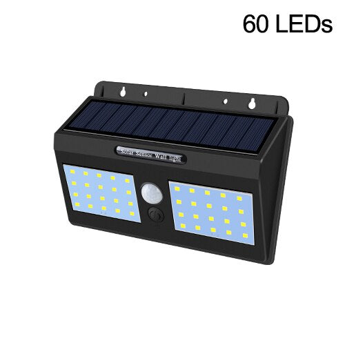100 LEDs Outdoor Solar Wall Lamp PIR Motion Sensor Solar Porch Lights IP65 Sunlight Powered For Street Fence Garden Security
