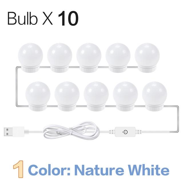 Hollywood Led Makeup Mirror Light 3-color Stepless Dimmable Dressing Table Bathroom Led Wall Lamp USB Make Up Vanity Lighting