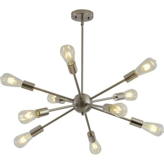 Sputnik Chandeliers Brass Modern Pendant Lamps Antique Gold Industrial Stair Lighting Fixtures 10 Arms Brushed Nickel Black Tube