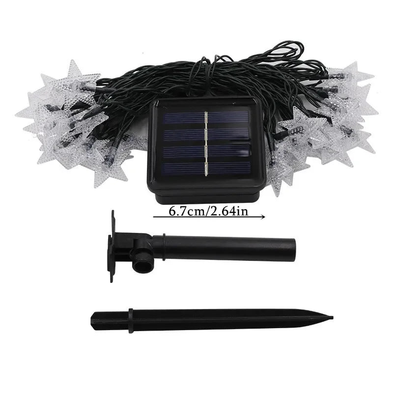 LED Solar Star String Lights Outdoor Waterproof Solar Powered Fairy Lights for Patio Garden Yard Porch Christmas Wedding Decor