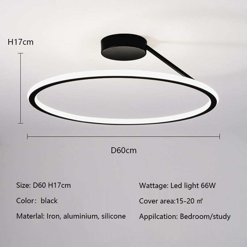 Modern Simple Circle Led Ceiling Chandelier Round Ring Aluminium Dimmable Bedroom Lamp Lighting