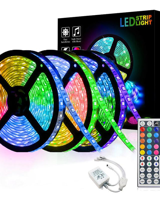 15m 3x5m LED Light Strips RGB Tiktok Lights 5050 SMD 450 Leds 10mm Strip Fexible Light Led Tape not-waterproof DC 12V 450leds with 44key IR Remote Controller Kit