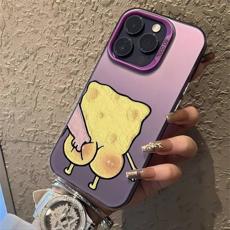 Hot S-SpongeBobs Pinch Butt Couple Phone Case For iPhone 17 16 Pro Max Case 15 14 13 12 11 Pro XR X XS Max 8 7 TPU Shockproof Cover