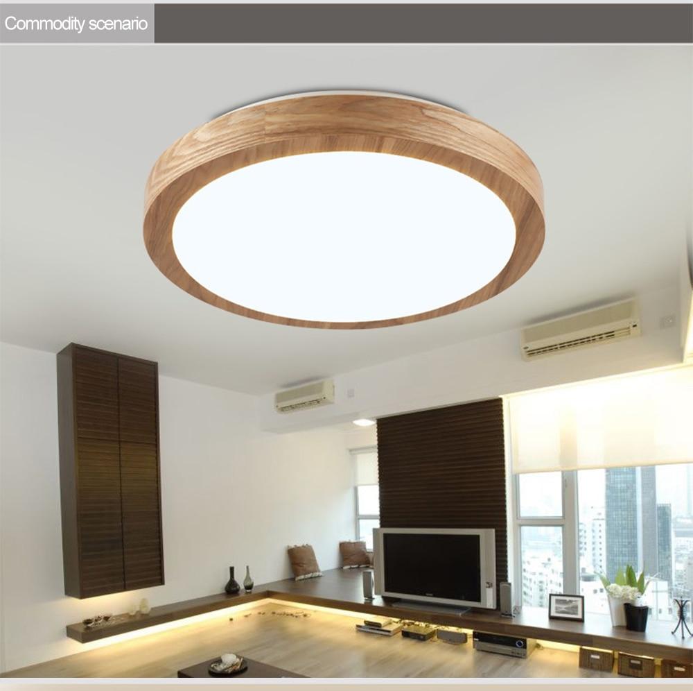 Led Ceiling Light Nordic Wood 6cm Modern Lamp Remote Control Minimalist Living Room Creative Rubber Bedroom Mounted Lighting