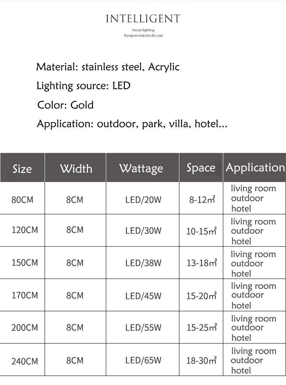 Modern IP65 Waterproof Outdoor Lights Stainless Steel Long LED Wall Lamp Gold Light Garden Porch Sconce Luminaire Exterieur
