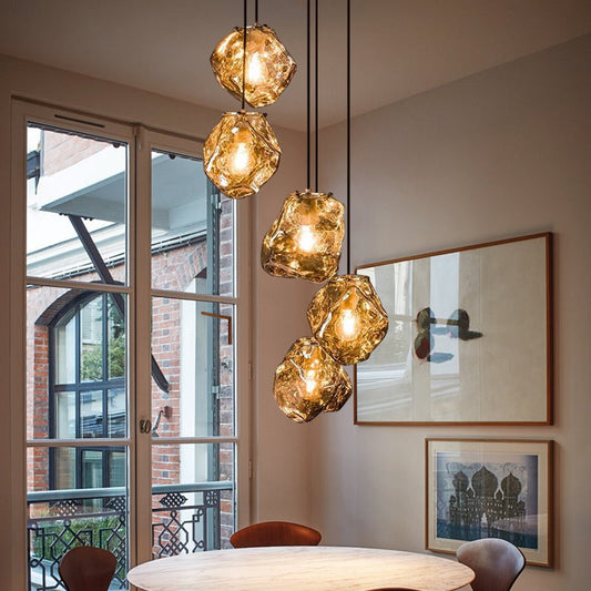 Modern Glass Stone Pendant Light for Dining Room