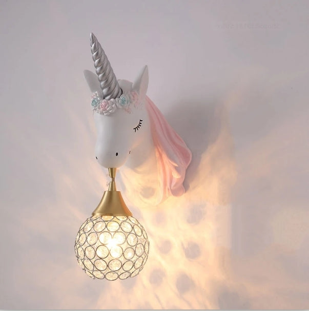 Nordic Modern Unicorn Wall Lamps Simple Individual Lovely Kids Room Wall Lights Bedroom Lamp Cartoon Sconce Wall Light