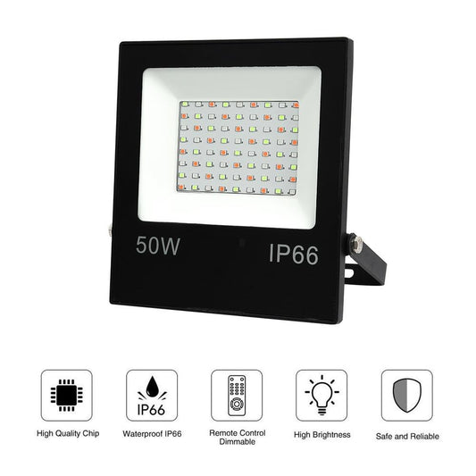 10W 30W 50W Led Spotlight Outdoor Flood Light AC220V IP66 Reflector Projector Lamp With Remote Controller For Courtyard Rockery