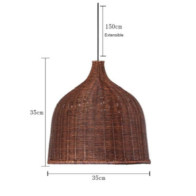 Hand Woven Rattan Pendant Light Japan Style Hanging Lamp E27 For Restaurant Bedroom Rustic Art Industrial Lamps Creative LED