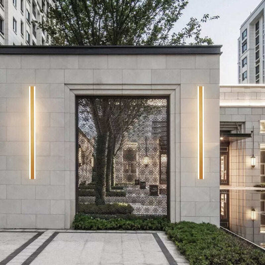 Modern IP65 Waterproof Outdoor Lights Stainless Steel Long LED Wall Lamp Gold Light Garden Porch Sconce Luminaire Exterieur