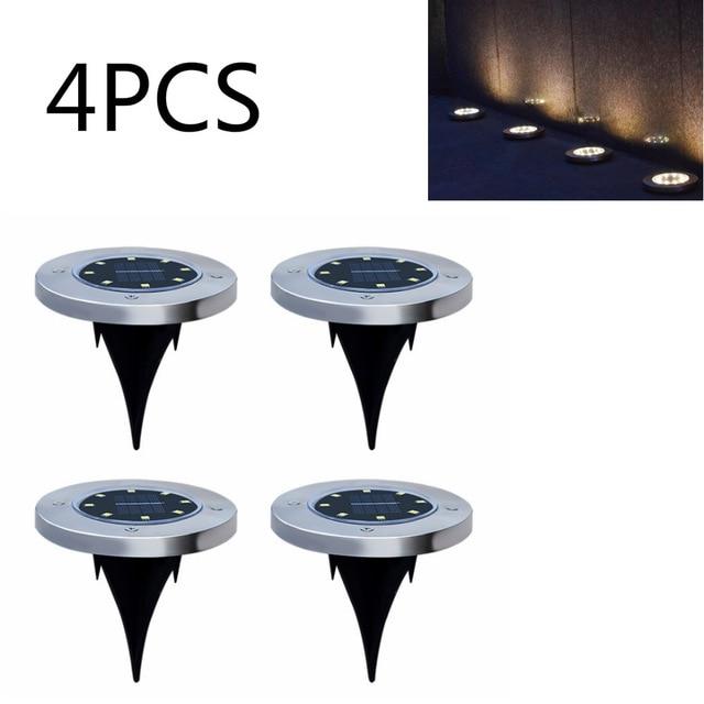 4Pcs Solar Powered Ground Light Waterproof Garden Pathway Deck Lights With Lamp for Yard Driveway Lawn Solar energy lamp