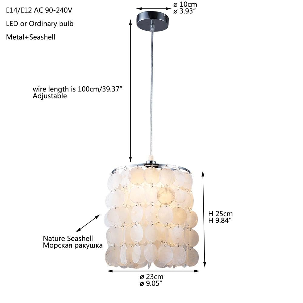 DIY Modern White Natural Seashell Pendant Lamps E14 LED Shell Lighting For Dining Room Living Room Kitchen Bedroom Home Fixture