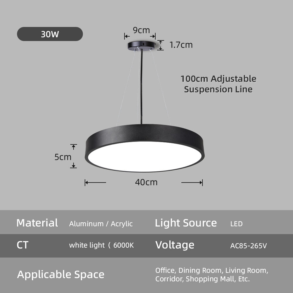 LED Round Pendant Light 110V/220V Ceiling Chandelier Office Ring Hanging Lamps Dining Living Room Home Ceiling Lighting Fixture