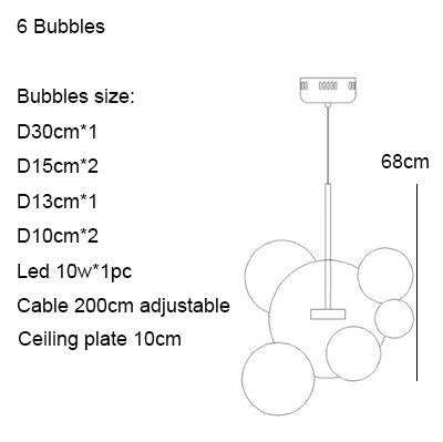 Modern Creative Clear Glass Bubble Ball LED Pendant Llights Kitchen Bedroom Store Cafe Interior Lighting Decorative Hanging Lamp