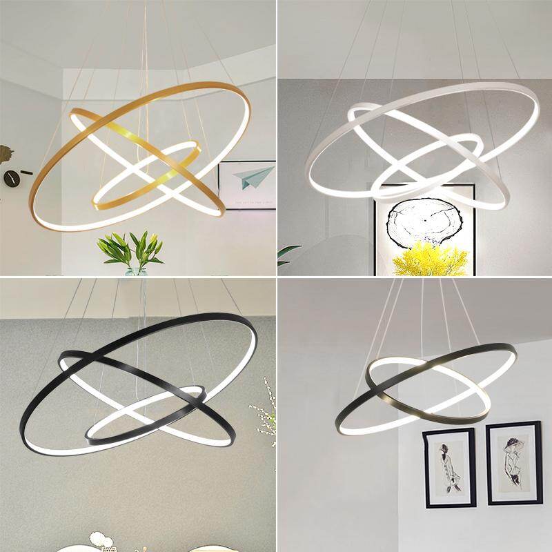 Mavesan Pendant Lights For Living Room Foyer Room 1/2/3 Circle Rings Acrylic Aluminum Body LED Pendant Lamp Fixtures Home Dero