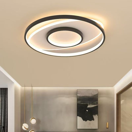 Modern LED Ceiling Light Decor 50CM Dimmable Round Lamp Black White Fixture Lighting